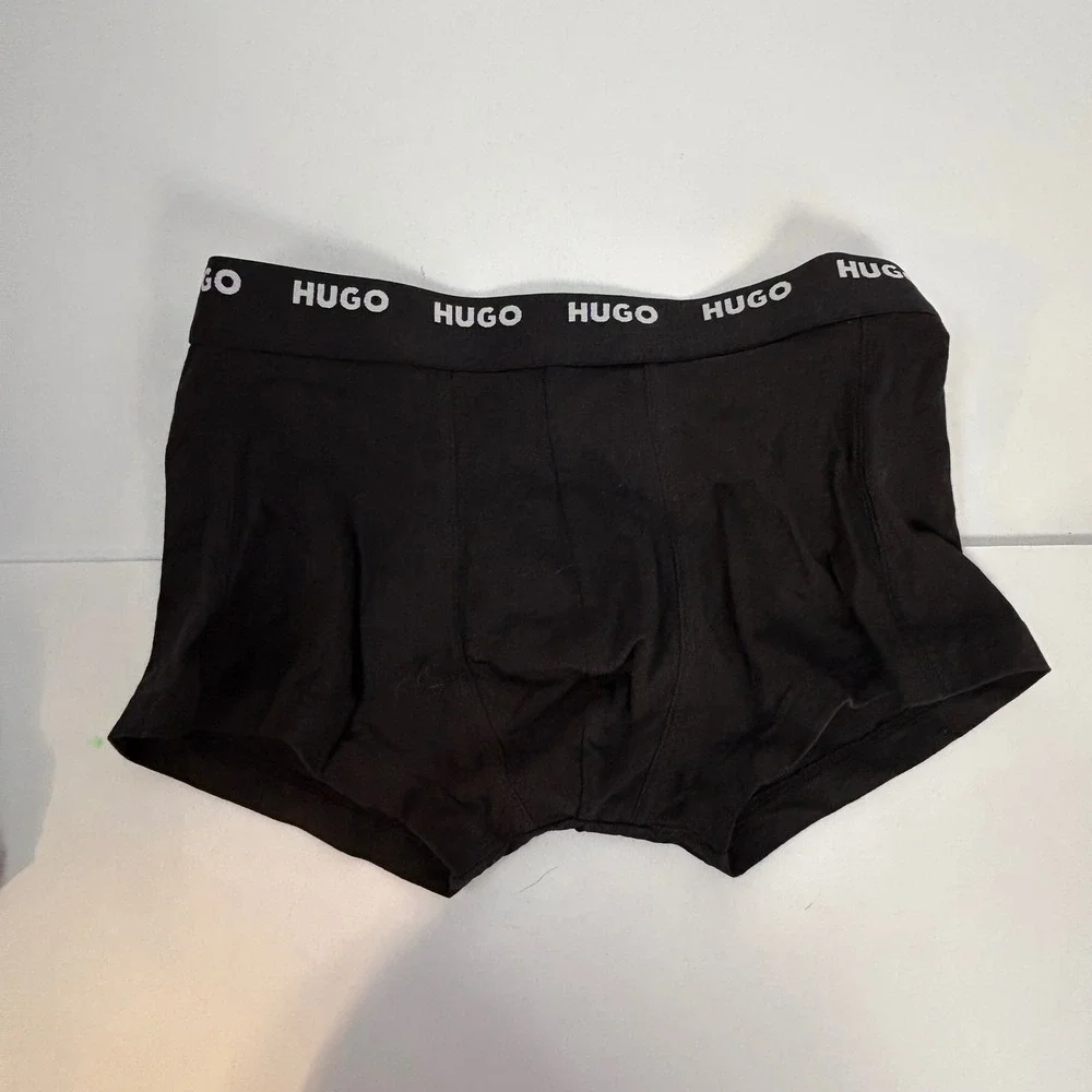HUGO BOSS Mens 3 Pack Black Boxer Briefs Trunks Underwear Size S‎